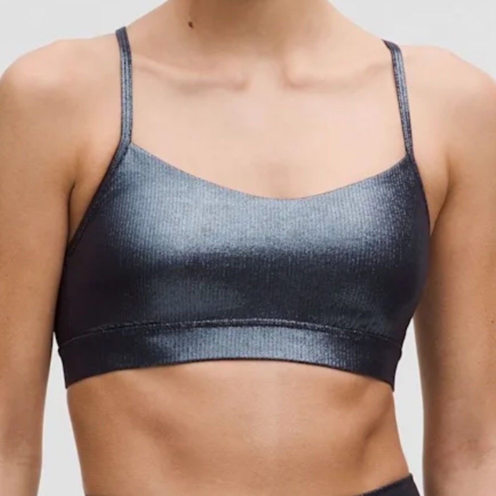 NWOT Lululemon Flow Y Bra Nulu Light Support Ribbed Shine|Size 4|